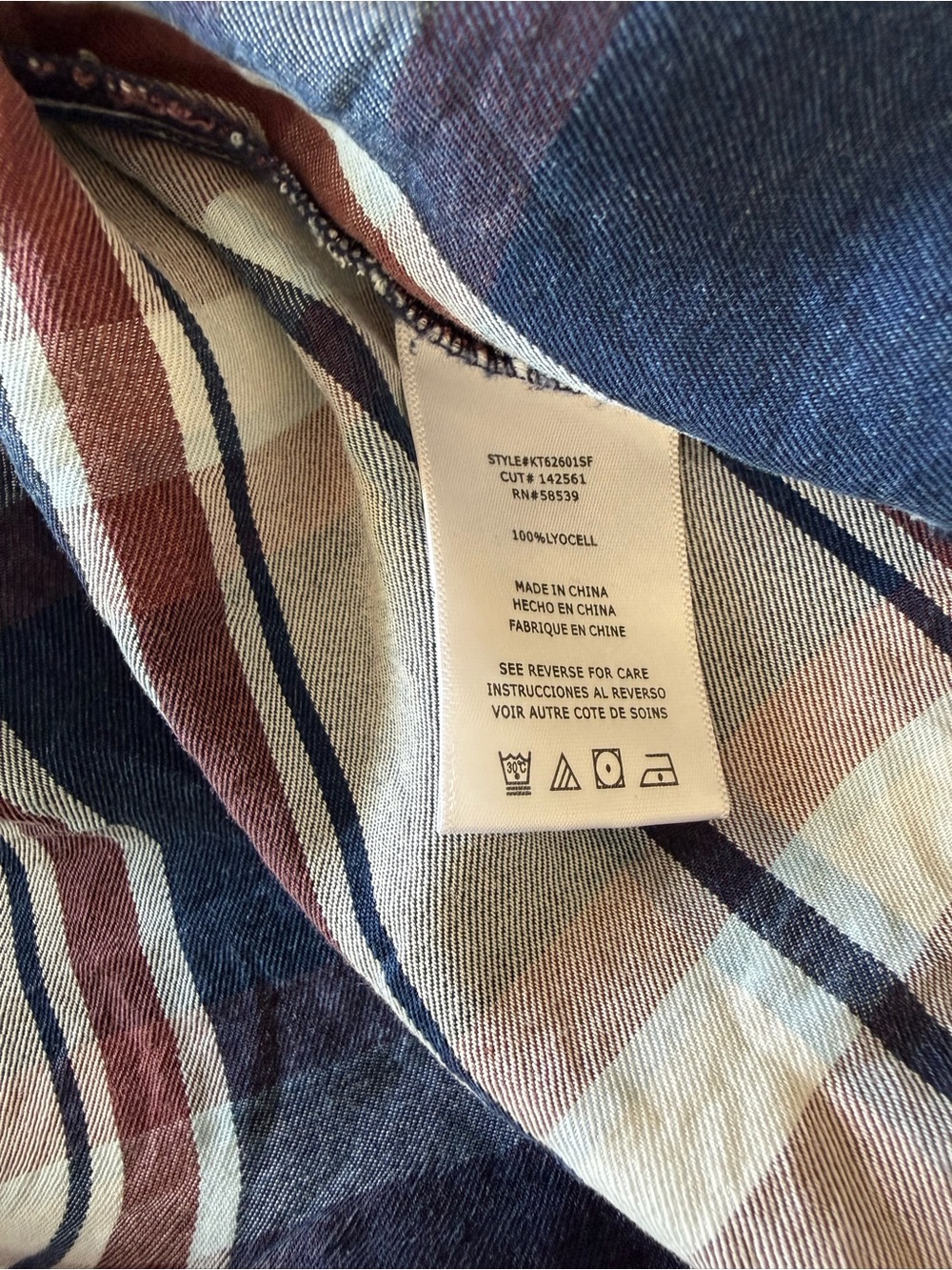 Kut From The Kloth Plaid Button Down Shirt Medium Lyocell Roll Tab Sleeve - Picture 5 of 5